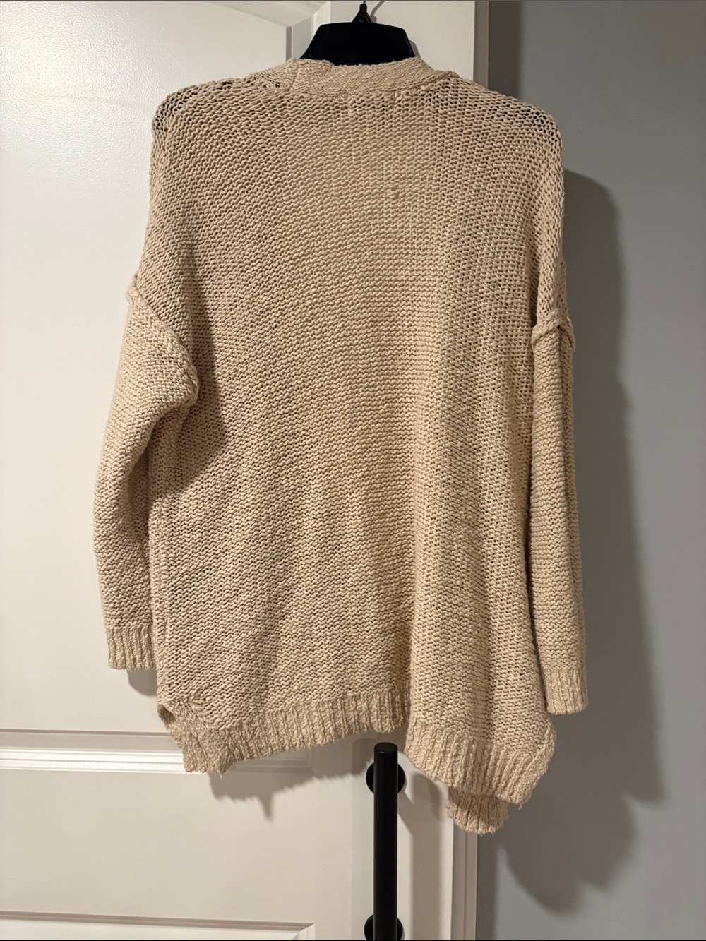 aerie Light Beige Open-Front Pocket Knit Cardigan - Picture 4 of 5